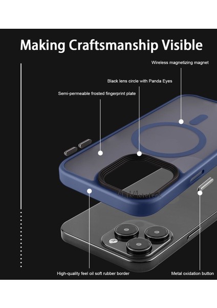 Iphone 15 Pro Max Kılıf Kamera Çıkıntılı Arkası Buzlu Mat Magsafe Şarj Destekli Titanyum Kenarlı Kapak