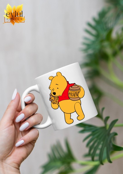 Winnie The Pooh Temalı Sevimli Eğlenceli Özel Tasarım Baskılı Kupa Bardak Hediye Bardak