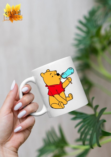Winnie The Pooh Temalı Sevimli Eğlenceli Özel Tasarım Baskılı Kupa Bardak Hediye Bardak
