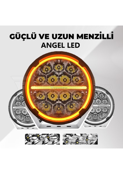 Ranger 6.5'' Angellı 60W 14 LED Turuncu Beyaz Drl Mercek Far