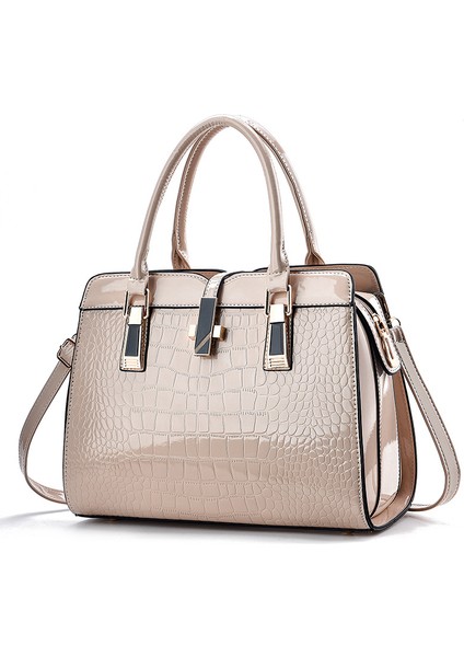 Moda Parlak Deri Kadın Çanta Yeni Büyük Kapasiteli Timsah Desenli Omuz Crossbody Çanta (Yurt Dışından)