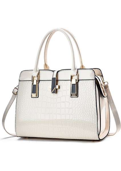 Moda Parlak Deri Kadın Çanta Yeni Büyük Kapasiteli Timsah Desenli Omuz Crossbody Çanta (Yurt Dışından)