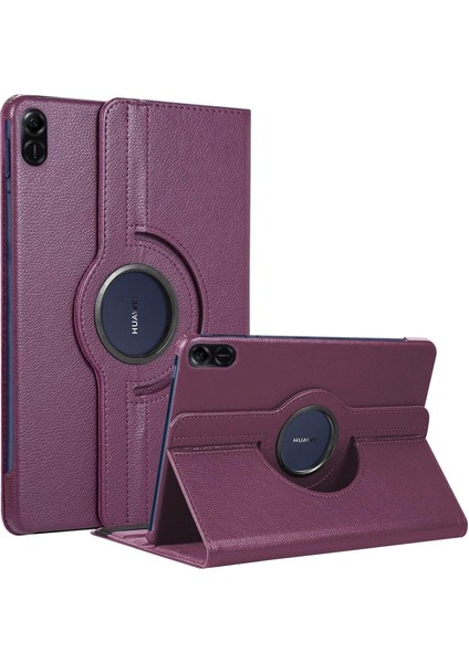 Honor Pad X9 Kılıf 360 Rotating Stand Deri Mor
