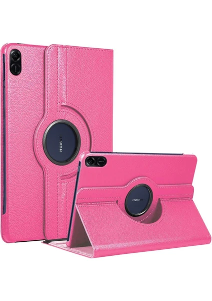 Honor Pad X9 Kılıf 360 Rotating Stand Deri Pembe