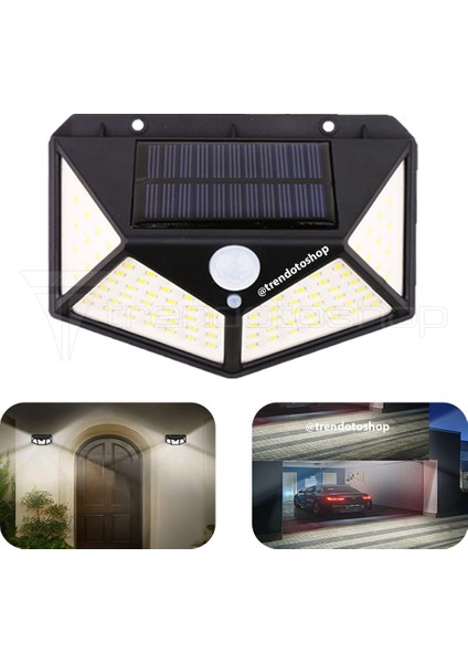 100 Ledli Güneş Enerjili Hareket Sensörlü Solar Aydınlatma Lambası