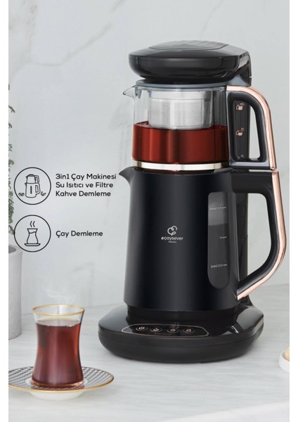 Çaysever Robotea 3 in 1 Konuşan Çay Makinesi Su Isıtıcı ve Filtre Kahve Demleme Makinesi