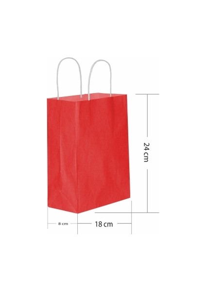 Roll-Up Kraft Çanta Kırmızı Küçük Boy 18X24CM 25LI