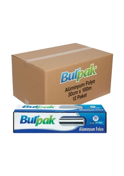 Burpak Alüminyum Folyo 30CM x 100 M 12MIC 12 Adet Koli
