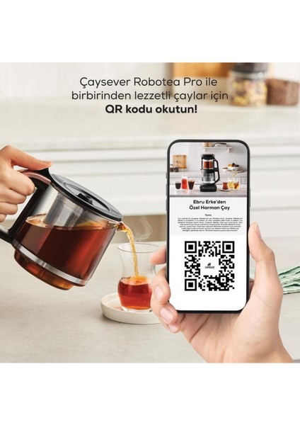 Çaysever Robotea Pro Wifi Connect 4 In 1 Konuşan Otomatik Cam Çay ve Filtre Kahve Makinesi