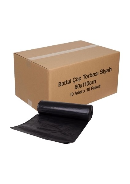 Battal Çöp Torbası Siyah 80X110CM 10 Adet x 10 Paket Koli