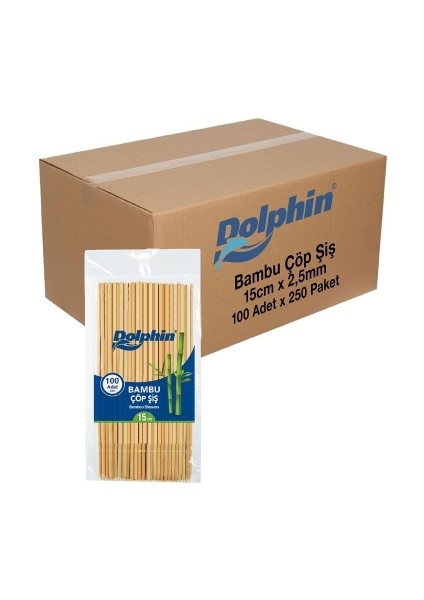 Dolphin Bambu Çöp Şiş 15CM x 2,5mm 100 Adet x 250 Paket