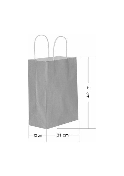 Roll-Up Kraft Çanta Gümüş Büyük Boy 31X41CM 25LI