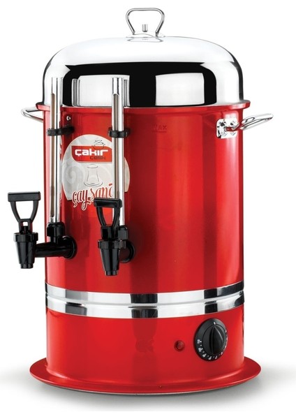 Çelik Elektrikli Çay Semaveri, 80 Bardak, Endüstriyel Çay Otomatı, Silikon Musluk, Göstergeli