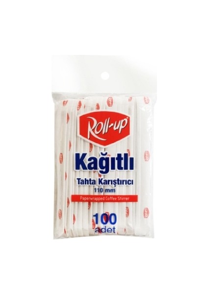 Roll-Up Kağıtlı Tahta Karıştırıcı 11CM Poşetli 100LÜ