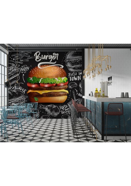 Lotus Aura Hamburger Resataurant Duvar Kağıdı, Çizburger Duvar Resmi