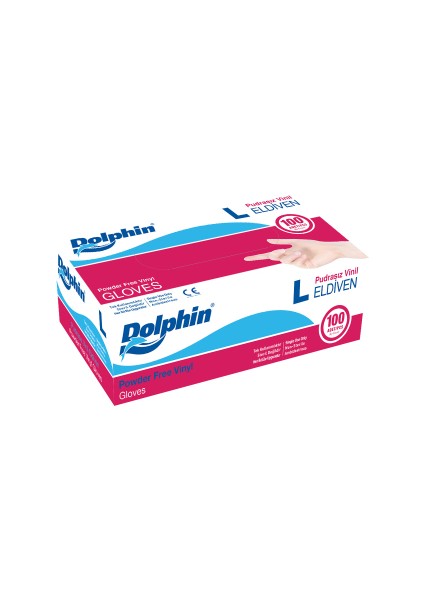 Dolphin Beyaz Vinil Eldiven Pudrasız (L) 100LÜ Paket