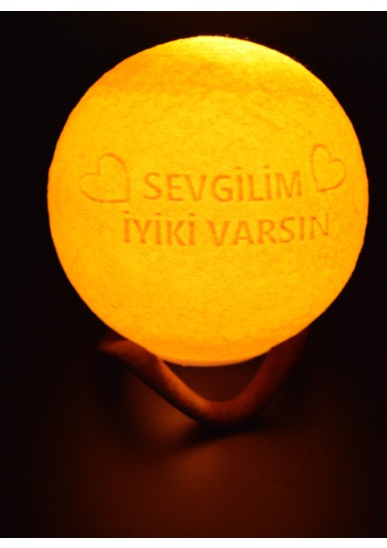 12cm Sevgilim İyiki Varsın Standlı Ay Küresi neon led lamba hediyelik eşya avize masa lambası gece lambası moon yılbaşı hediye