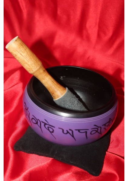 Tibet Çanağı Çanı Kasesi Meditasyon Çanı Yoga Çanı Tibet Çanağı Singing Bowl Mor Oval