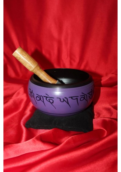 Tibet Çanağı Çanı Kasesi Meditasyon Çanı Yoga Çanı Tibet Çanağı Singing Bowl Mor Oval