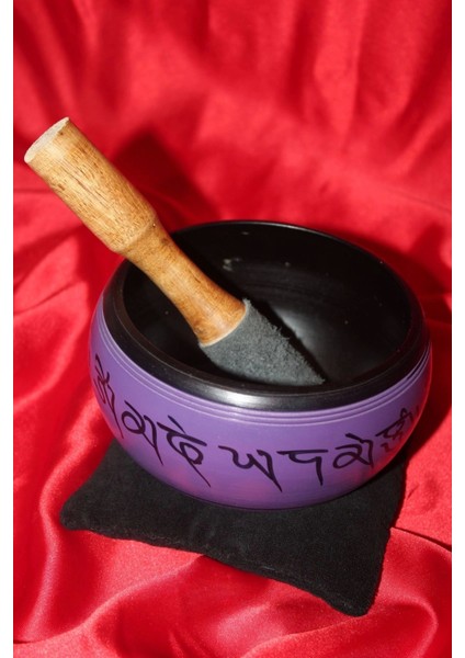 Tibet Çanağı Çanı Kasesi Meditasyon Çanı Yoga Çanı Tibet Çanağı Singing Bowl Mor Oval