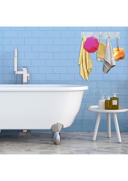 5 Apos;li Güçlü Yapışkanlı Şeffaf Duvar Askısı Banyo Mutfak Düzenleyici Pratik Askılık