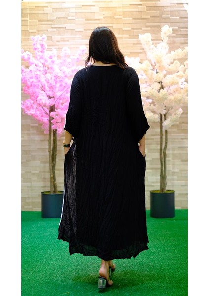 Kadın Bisiklet Yaka El Baskı El Nakış Detaylı Vual Pamuk Otantik Ceket Elbise fiyatları