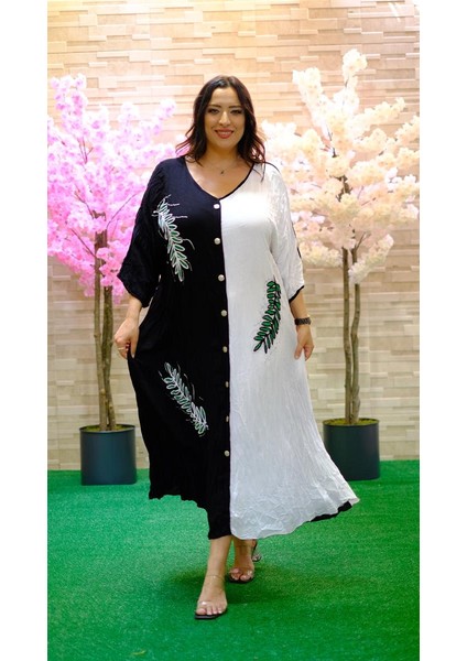 Kadın Bisiklet Yaka El Baskı El Nakış Detaylı Vual Pamuk Otantik Ceket Elbise modelleri