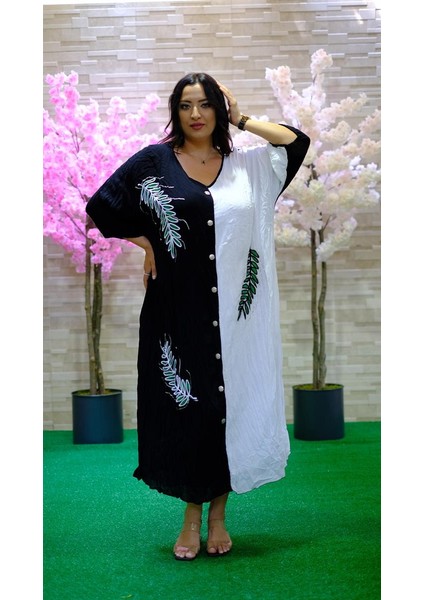 Kadın Bisiklet Yaka El Baskı El Nakış Detaylı Vual Pamuk Otantik Ceket Elbise fırsatları