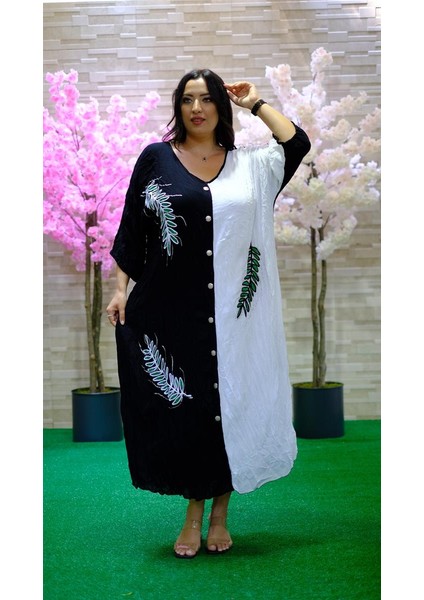 Kadın Bisiklet Yaka El Baskı El Nakış Detaylı Vual Pamuk Otantik Ceket Elbise indirimleri