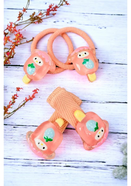 Çocuk 4 Adet Figürlü Lastik ve Pens Toka Seti