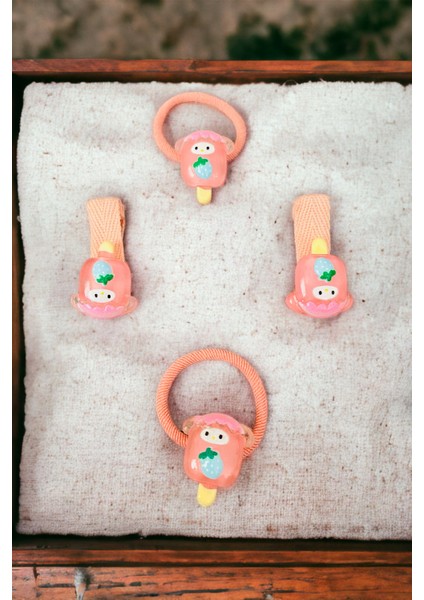 Çocuk 4 Adet Figürlü Lastik ve Pens Toka Seti modelleri