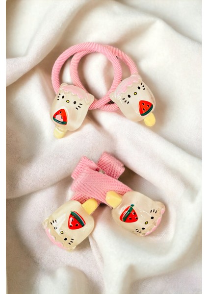 Çocuk 4 Adet Figürlü Lastik ve Pens Toka Seti