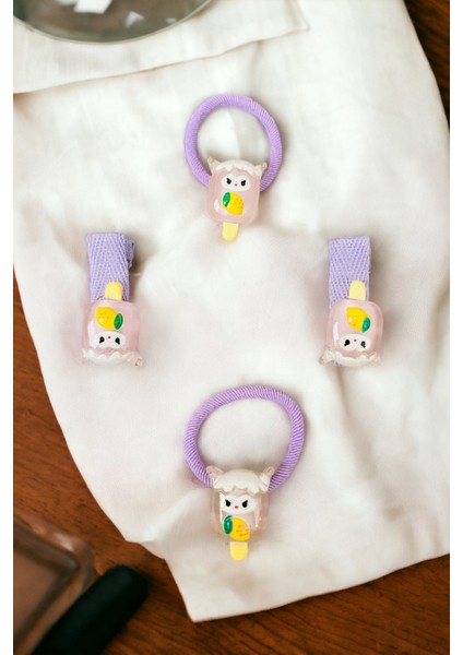 Çocuk 4 Adet Figürlü Lastik ve Pens Toka Seti fiyatları