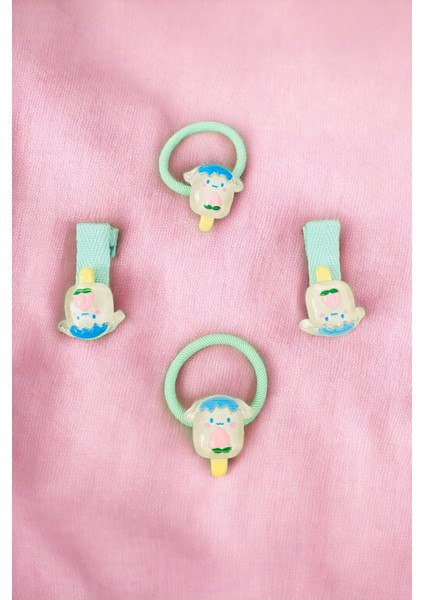 Çocuk 4 Adet Figürlü Lastik ve Pens Toka Seti modelleri