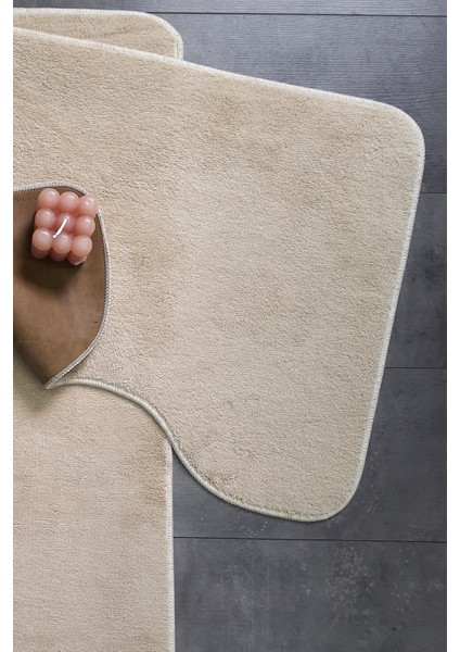 Ultrasoft Düz Vizon 2'li Banyo Halısı Paspası Seti Kaymaz Taban Makinede Yıkanabilir Klozet Takımı modelleri