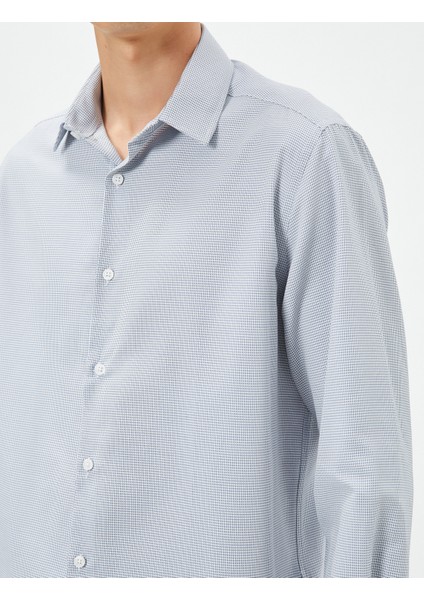 Basic Gömlek Klasik Yaka Minimal Desenli Düğmeli Non Iron indirimleri