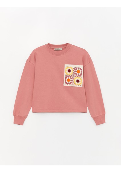 Kız Çocuk Çiçek Cepli Nakışlı SweatShirt