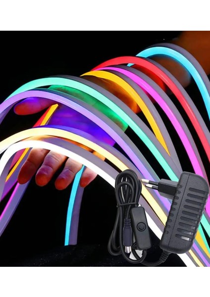 Sb-6503 2.5 Metre Neon LED Buz Mavisi Aç Kapa Butonlu Adaptörlü Şerit LED