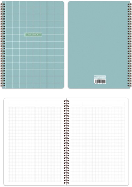A4 Spiralli Okul Defteri 80 Yaprak 4'lü Set - Kareli