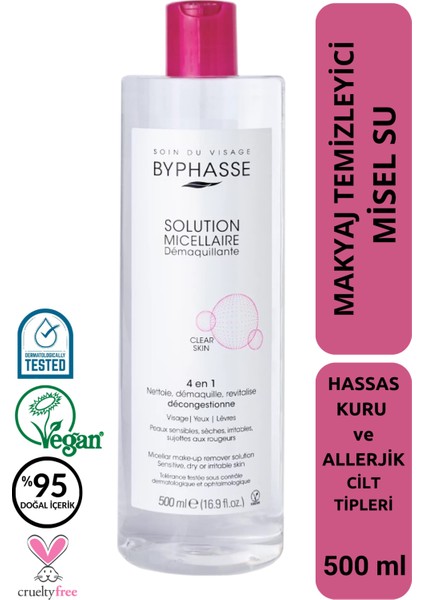 Micellar Yüz ve Makyaj Temizleyici Misel Su Kuru,hassas ve Allerjiye Meyilli Ciltler 500ML