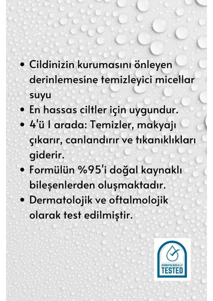 Micellar Yüz ve Makyaj Temizleyici Misel Su Kuru,hassas ve Allerjiye Meyilli Ciltler 500ML