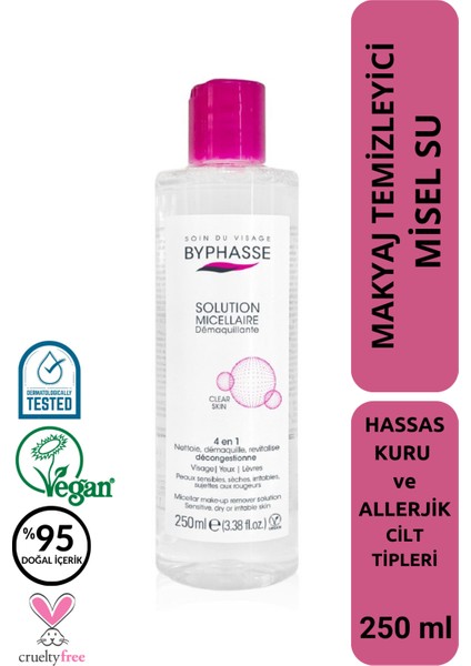 Micellar Yüz ve Makyaj Temizleyici Misel Su Kuru,hassas ve Allerjiye Meyilli Ciltler 250ML