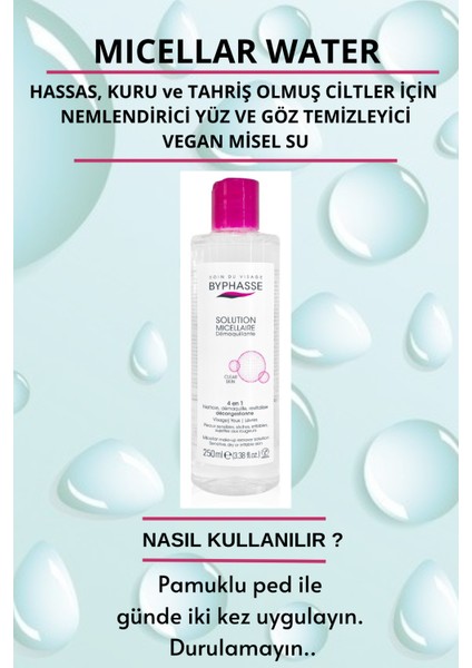 Micellar Yüz ve Makyaj Temizleyici Misel Su Kuru,hassas ve Allerjiye Meyilli Ciltler 250ML