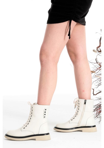 Deri Zımba Detaylı Fermuarlı Rahat Kadın Bot Ayakkabı fiyatları