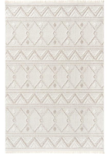 Mikasa Mks 03 Beyaz Bej Yumuşak Dokulu Halı Kilim Salon Koridor Yolluk Dokuma Makine Halısı