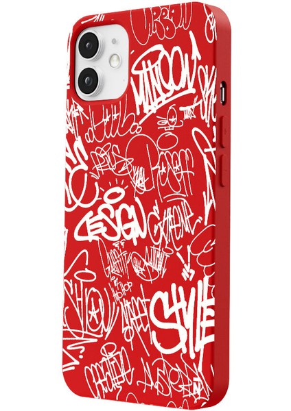 iPhone 12 Silikon Urban Grafiti Yazılı Tarz Style Kırmızı Renkli Telefon Kılıfı fiyatları