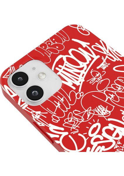 iPhone 12 Silikon Urban Grafiti Yazılı Tarz Style Kırmızı Renkli Telefon Kılıfı modelleri