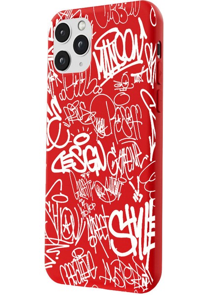 iPhone 11 Pro Max Silikon Urban Grafiti Yazılı Tarz Style Kırmızı Renkli Telefon Kılıfı fiyatları