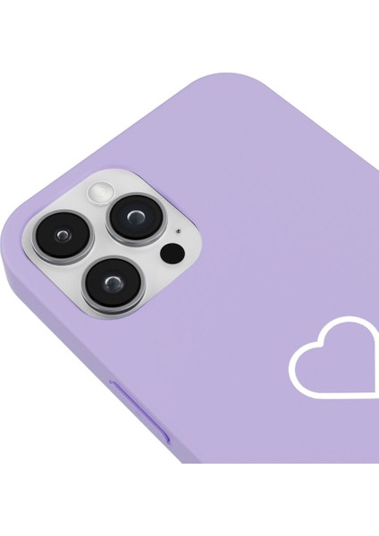 iPhone 12 Pro Silikon Özel Tasarım Kalp Figürü Minimal Lila Renkli Telefon Kılıfı modelleri