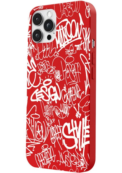 iPhone 12 Pro Silikon Urban Grafiti Yazılı Tarz Style Kırmızı Renkli Telefon Kılıfı fiyatları